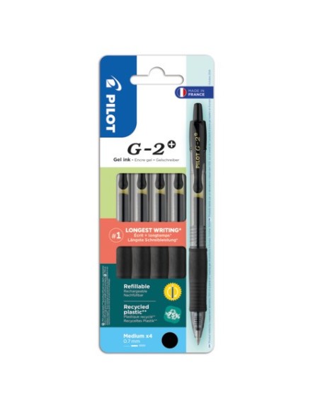 Set2Go 4 penne roller gel a scatto G-2+ nero 001463