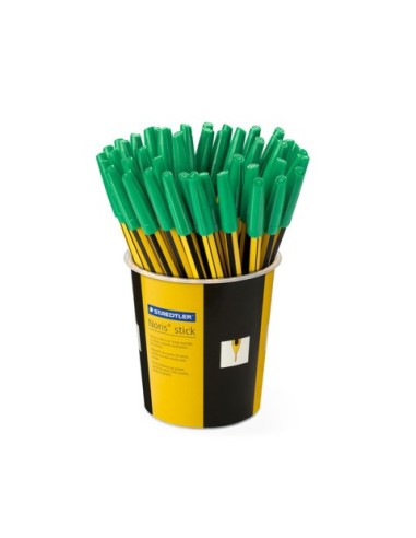 Penna a sfera Staedtler Noris Stick punta M 1 mm verde - in barattolo da 50 pezzi - 434 05 KP5