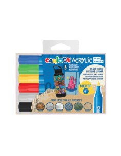 Marcatore acrilico Carioca punta Maxi in blister da 6 colori assortiti 45289