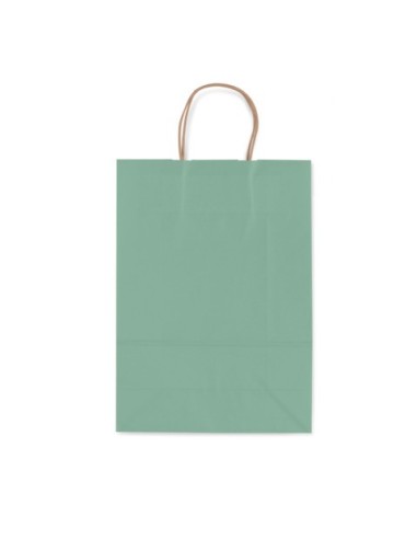 Borsa shopper Rex-Sadoch Allegra tinta unita Fashion su kraft bianco - verde salvia - 22x10x27 cm - conf. 25 pz