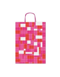 Borsa shopper Rex-Sadoch Allegra Mattoncini su kraft bianco - 26x12x36 cm rosa/rosso - conf. 25 pz - SDF26-276J