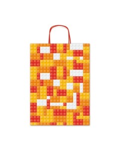Borsa shopper Rex-Sadoch Allegra Mattoncini su kraft bianco - 26x12x36 cm rosso/arancio - conf. 25 pz - SDF26-274J