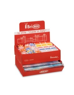 Espositore 100 fogli carta regalo raso + 50 stelle + 30 rocchetti Bri Rex fantasia velo - RASOCOORD34G