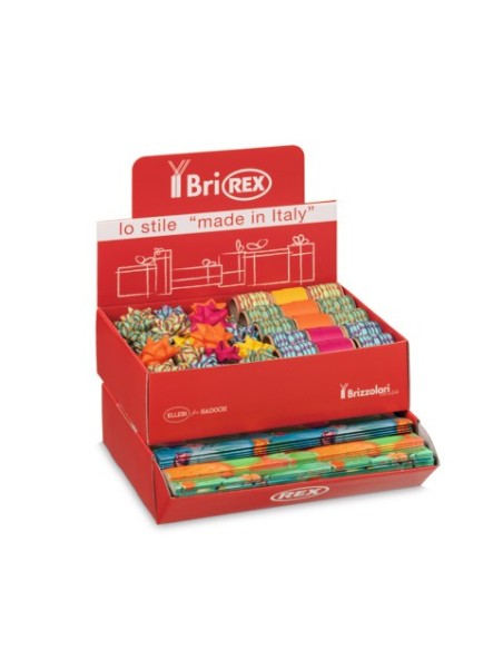 Espositore 100 fogli carta regalo raso + 50 stelle + 30 rocchetti Bri Rex fantasia cactus - RASOCOORD35G