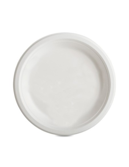 Piatto piano rotondo in canna da zucchero Oasis Green bianco conf. 50 pz Ø 22