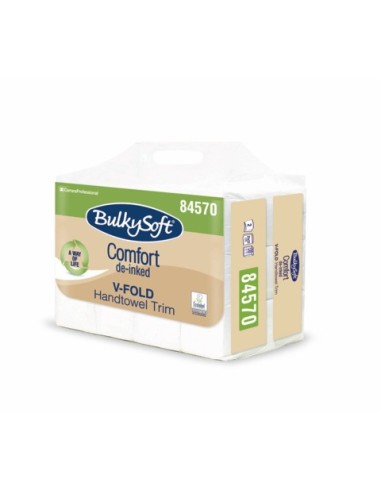 Asciugamani Bulkysoft Comfort piegati a V de-inked bianco conf. 12x250 fogli 2 veli - 84570