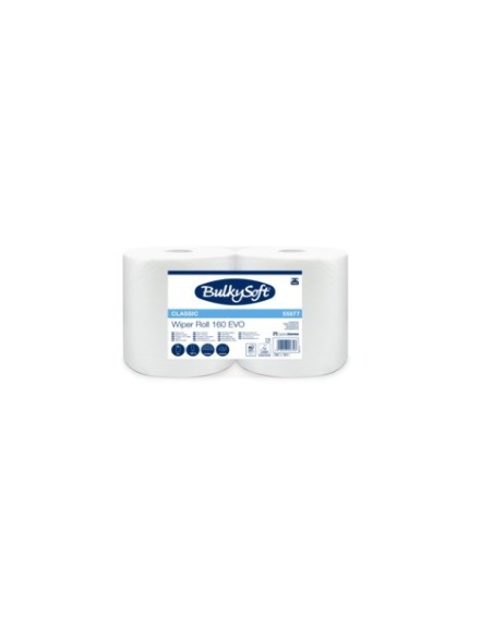 Bobine multiuso Bulkysoft Classic Wiper Roll 160 Evo bianco in cellulosa 800 strappi rotolo conf. 2 pz 2 veli - 55977