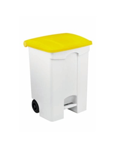 Contenitore mobile a pedale Medial Contitop 70L in PP bianco-giallo 115576