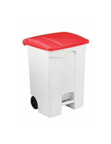Contenitore mobile a pedale Medial Contitop 70L in PP bianco-rosso 115577