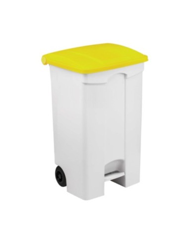 Contenitore mobile a pedale Medial Contitop 90L in PP bianco-giallo 115596