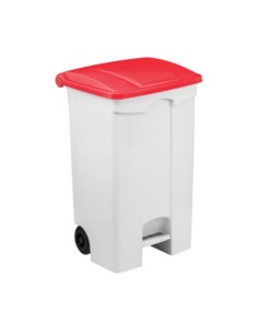 Contenitore mobile a pedale Medial Contitop 90L in PP bianco-rosso 115597