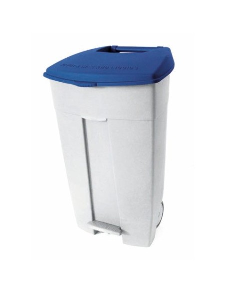 Contenitore mobile a pedale Medial Contiplast 120L in PP bianco-blu 102535