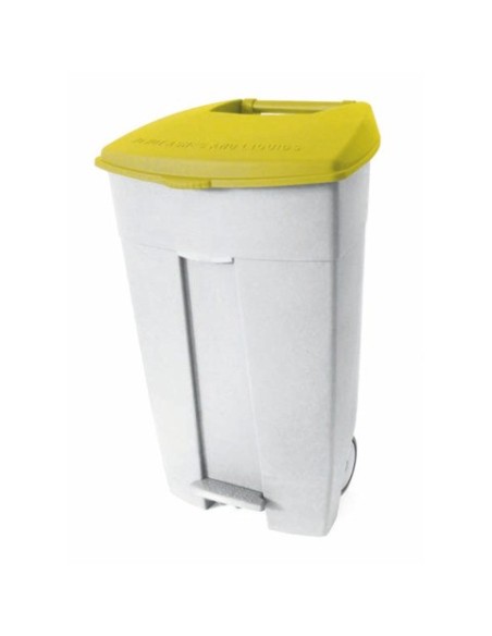 Contenitore mobile a pedale Medial Contiplast 120L in PP bianco-giallo 102536