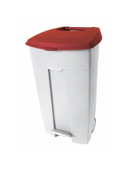 Contenitore mobile a pedale Medial Contiplast 120L in PP bianco-rosso 102537