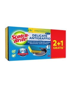 Spugna abrasiva antigraffio Scotch-Brite® Delicate cardboard conf. 2+1 OMAGGIO 110x24x207 mm - 7100364405