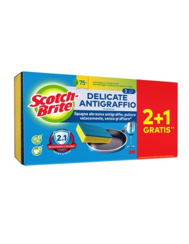Spugna abrasiva antigraffio Scotch-Brite® Delicate cardboard conf. 2+1 OMAGGIO 110x24x207 mm - 7100364405