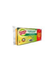 Spugna in fibra verde vegetale Scotch-Brite® Power Classic  conf. 2+1 OMAGGIO 20x105x230 mm - 7100242530