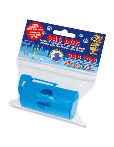 Porta sacchetti + rotolo sacchi igienici profumati Peter Pan Plast Bag Dog conf. 20 pz 25x35 cm - DOG25DI