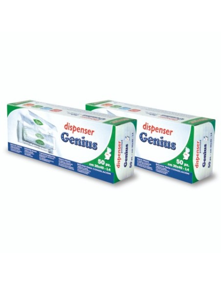 Dispenser di sacchi frigo Genius con clips adesive Peter Pan Plast conf. 50 pz 30x40 cm - GENF30