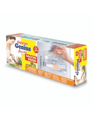 Dispenser di sacchi frigo Genius con clips adesive Peter Pan Plast conf. 35 pz 38x50 cm - GENF38