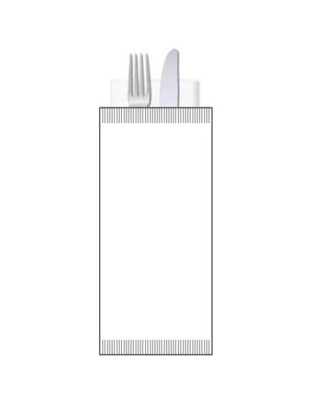 Buste portaposate Ristocart in carta bianca politenata con tovagliolo 2 veli conf. 100 pz 25x10