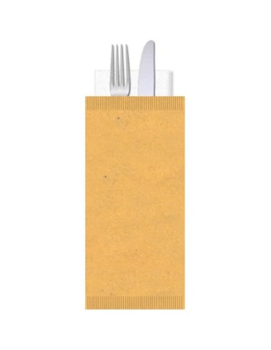 Buste portaposate Ristocart in carta paglia con tovagliolo 2 veli 25x10