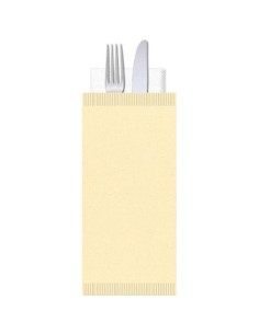 Buste portaposate Ristocart in carta paglia con tovagliolo 2 veli 25x10