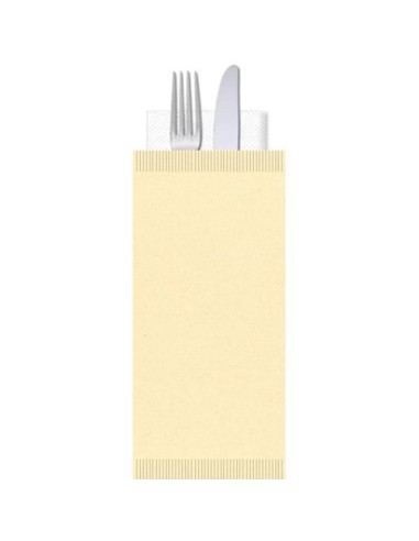Buste portaposate Ristocart in carta paglia con tovagliolo 2 veli 25x10