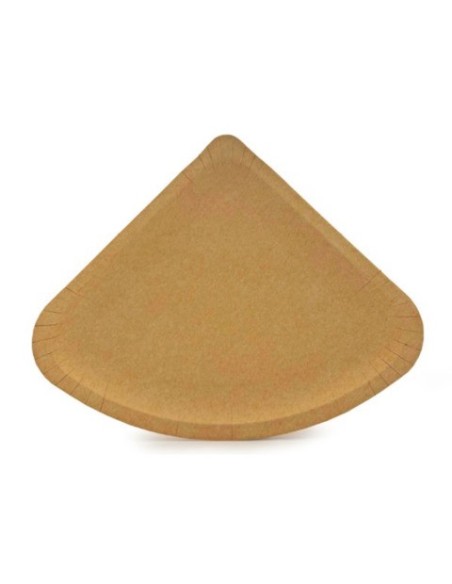 Piatti in cartoncino kraft Ristocart linea Bistrot conf. 50 pz trancio pizza 1/4 - 26x26 cm - H2626050