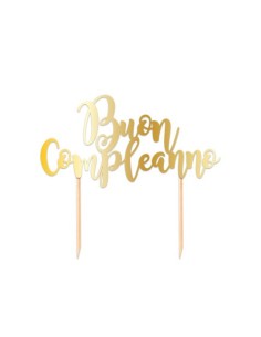 Cake Topper in carta 20 cm Big Party oro metal Buon Compleanno 74430
