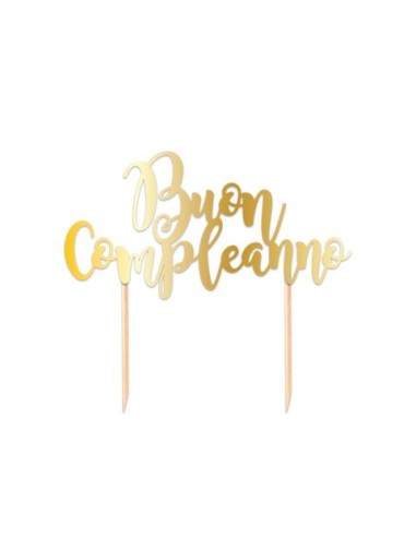 Cake Topper in carta 20 cm Big Party oro metal Buon Compleanno 74430