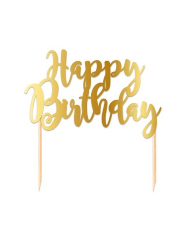 Cake Topper in carta 20 cm Big Party oro metal Happy Birthday 75276