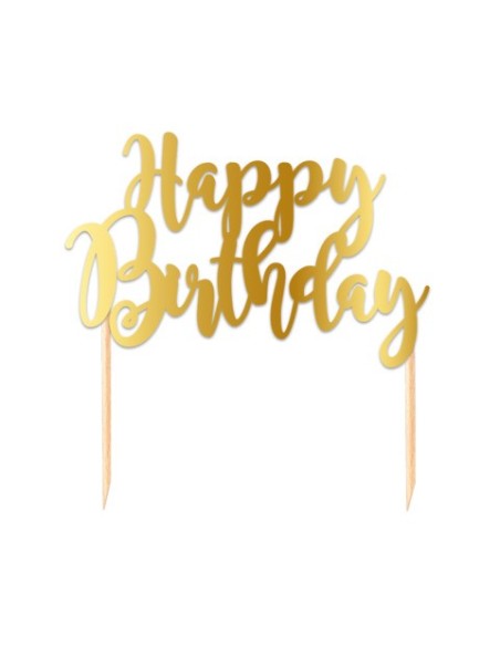 Cake Topper in carta 20 cm Big Party oro metal Happy Birthday 75276