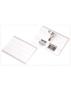 Portabadge trasparente Office Products con clip a spilla conf. 50 pz 90x57 mm 20023311-90