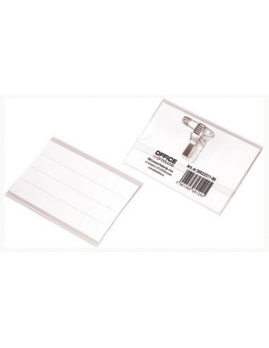 Portabadge trasparente Office Products con clip a spilla conf. 50 pz 90x57 mm 20023311-90