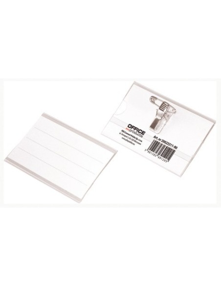 Portabadge trasparente Office Products con clip a spilla conf. 50 pz 90x57 mm 20023311-90