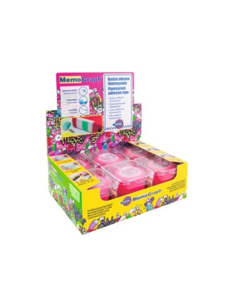 Nastro adesivo con dispenser Eurocel Memograph scrivibile e removibile - 50 mm x 10 m - in PVC - rosa - 021200632