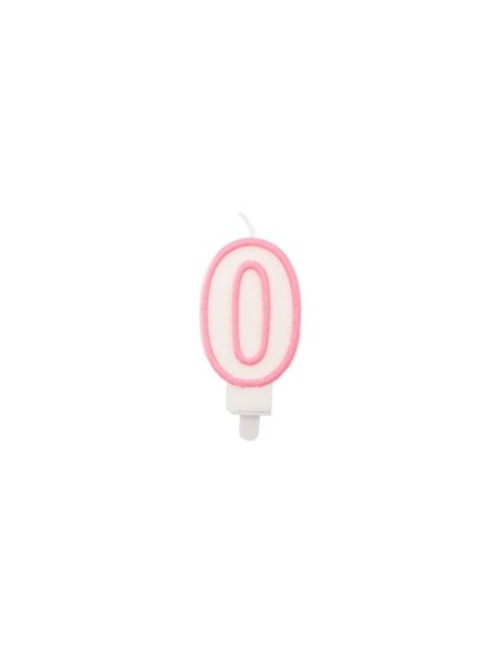 Candelina Party Go bianco e rosa H.6 cm n° 0 EA0194