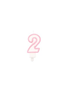 Candelina Party Go bianco e rosa H.6 cm n° 2 EA0196