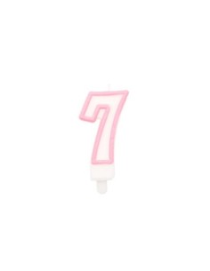 Candelina Party Go bianco e rosa H.6 cm n° 7 EA0201