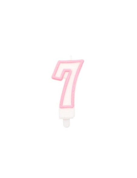 Candelina Party Go bianco e rosa H.6 cm n° 7 EA0201