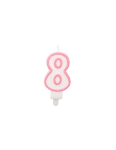 Candelina Party Go bianco e rosa H.6 cm n° 8 EA0202