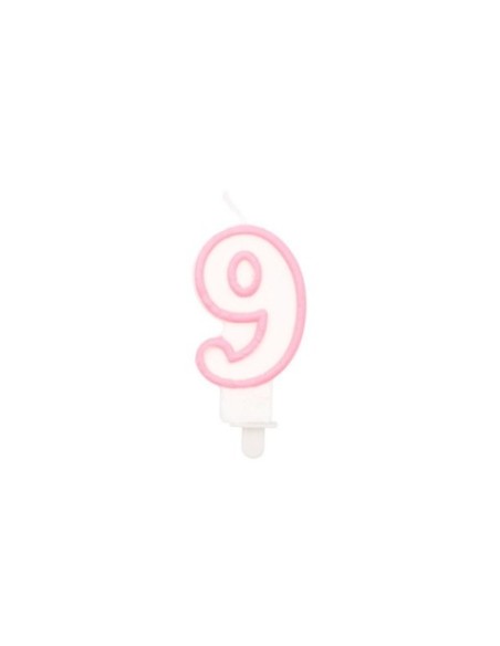 Candelina Party Go bianco e rosa H.6 cm n° 9 EA0203