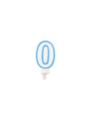 Candelina Party Go bianco e azzurro H.6 cm n° 0 EA0204