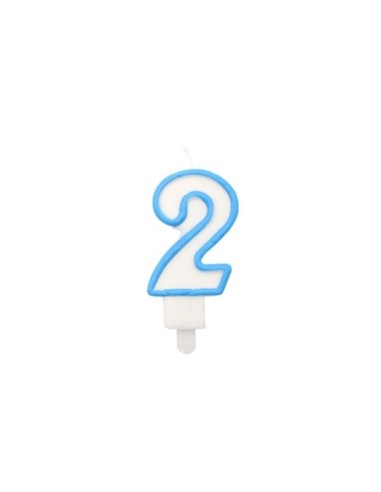 Candelina Party Go bianco e azzurro H.6 cm n° 2 EA0206