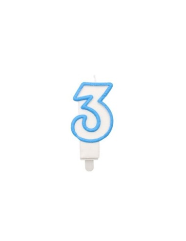 Candelina Party Go bianco e azzurro H.6 cm n° 3 EA0207