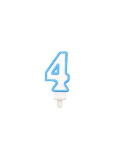 Candelina Party Go bianco e azzurro H.6 cm n° 4 EA0208