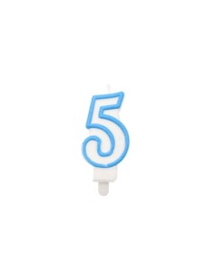 Candelina Party Go bianco e azzurro H.6 cm n° 5 EA0209