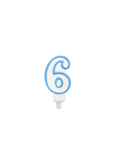 Candelina Party Go bianco e azzurro H.6 cm n° 6 EA0210