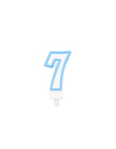 Candelina Party Go bianco e azzurro H.6 cm n° 7 EA0211